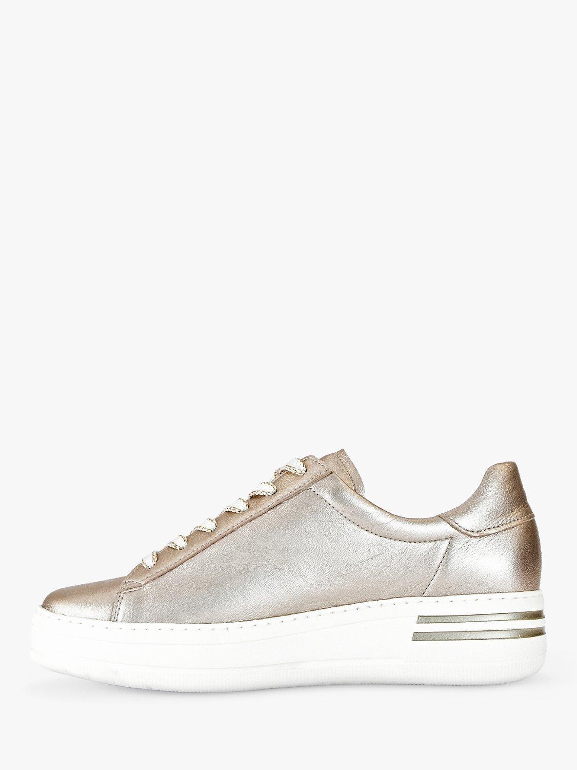 Product image 4 of 5, which shows Gabor Wide Fit Keystone Stripe Detail Flatform Trainers, Gold, 5