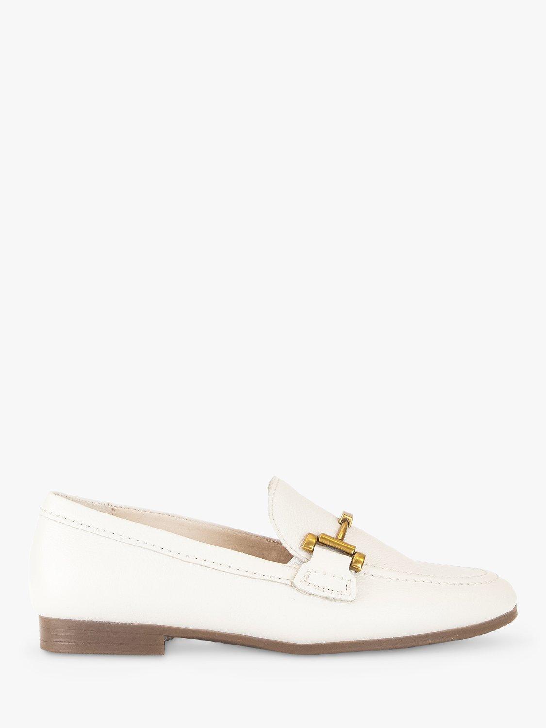 Gabor Destiny Wide Fit Leather Slip On Loafers, Crème