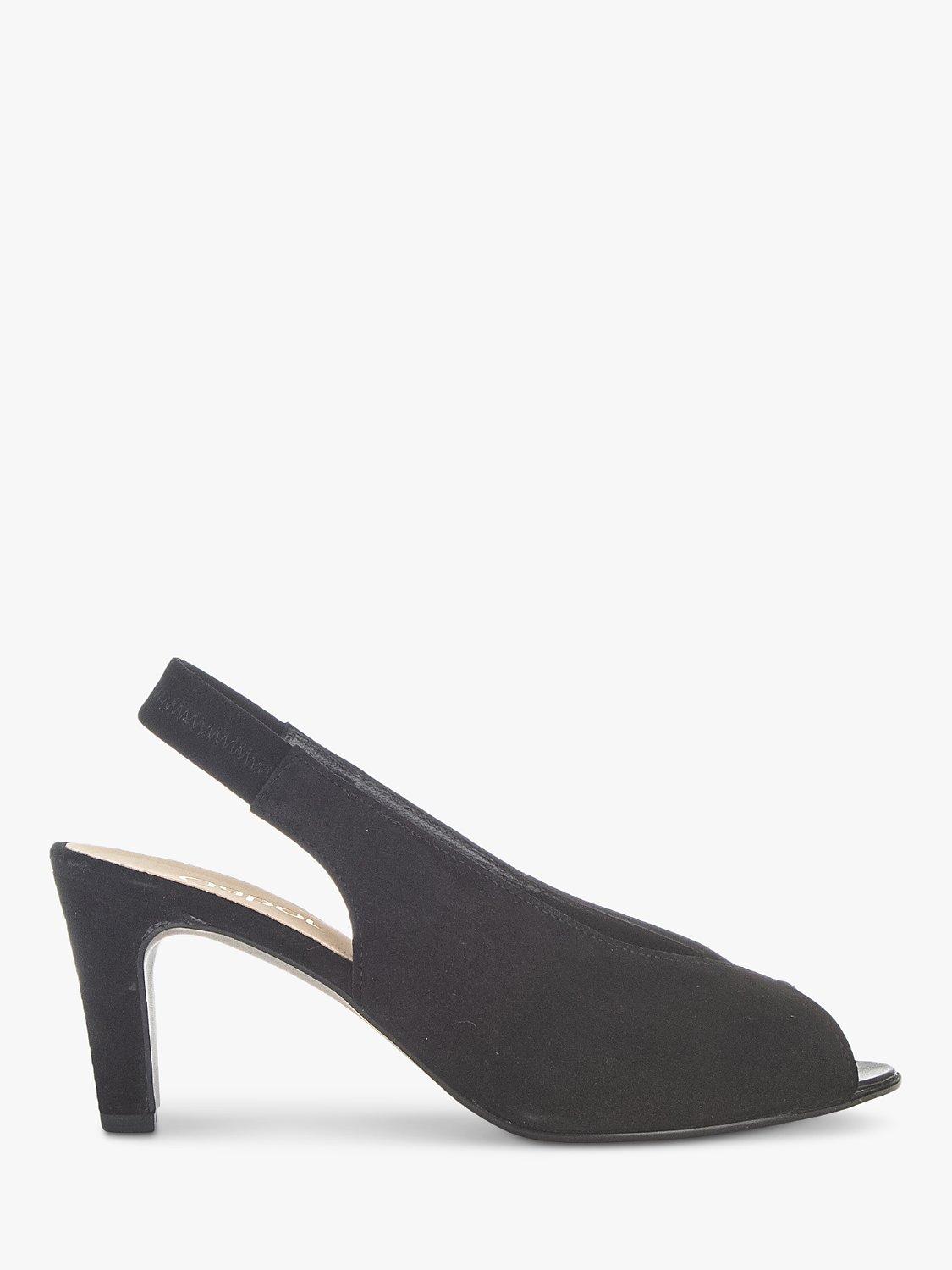 Gabor Eternity Suede Peep Toe Slingback Shoes Black