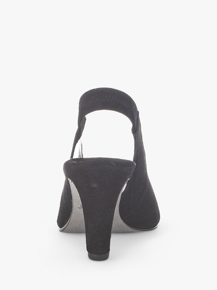 Product image 2 of 4, which shows Gabor Eternity Suede Peep Toe Slingback Shoes, Black, 5