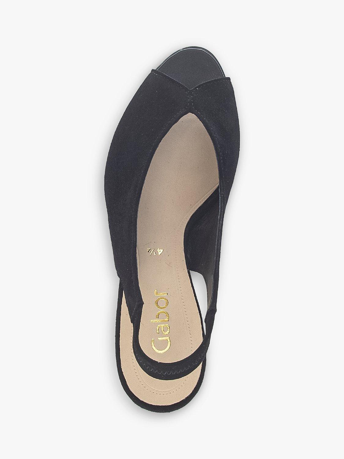 Product image 3 of 4, which shows Gabor Eternity Suede Peep Toe Slingback Shoes, Black, 5