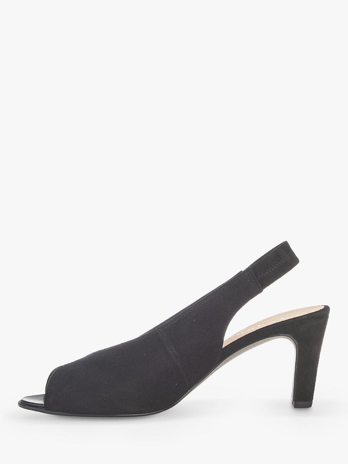 Product image 4 of 4, which shows Gabor Eternity Suede Peep Toe Slingback Shoes, Black, 5