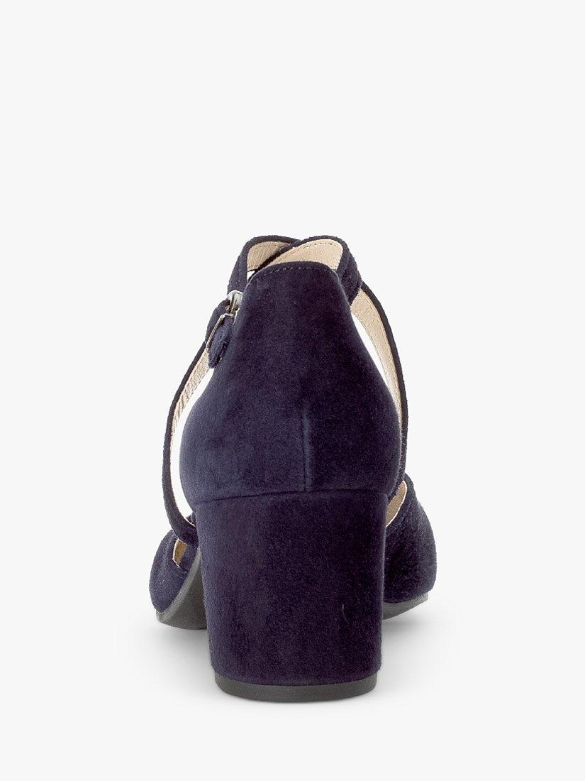 Product image 2 of 4, which shows Gabor Gisele Suede Cross Strap Court Shoes, Atlantic, Navy, 4