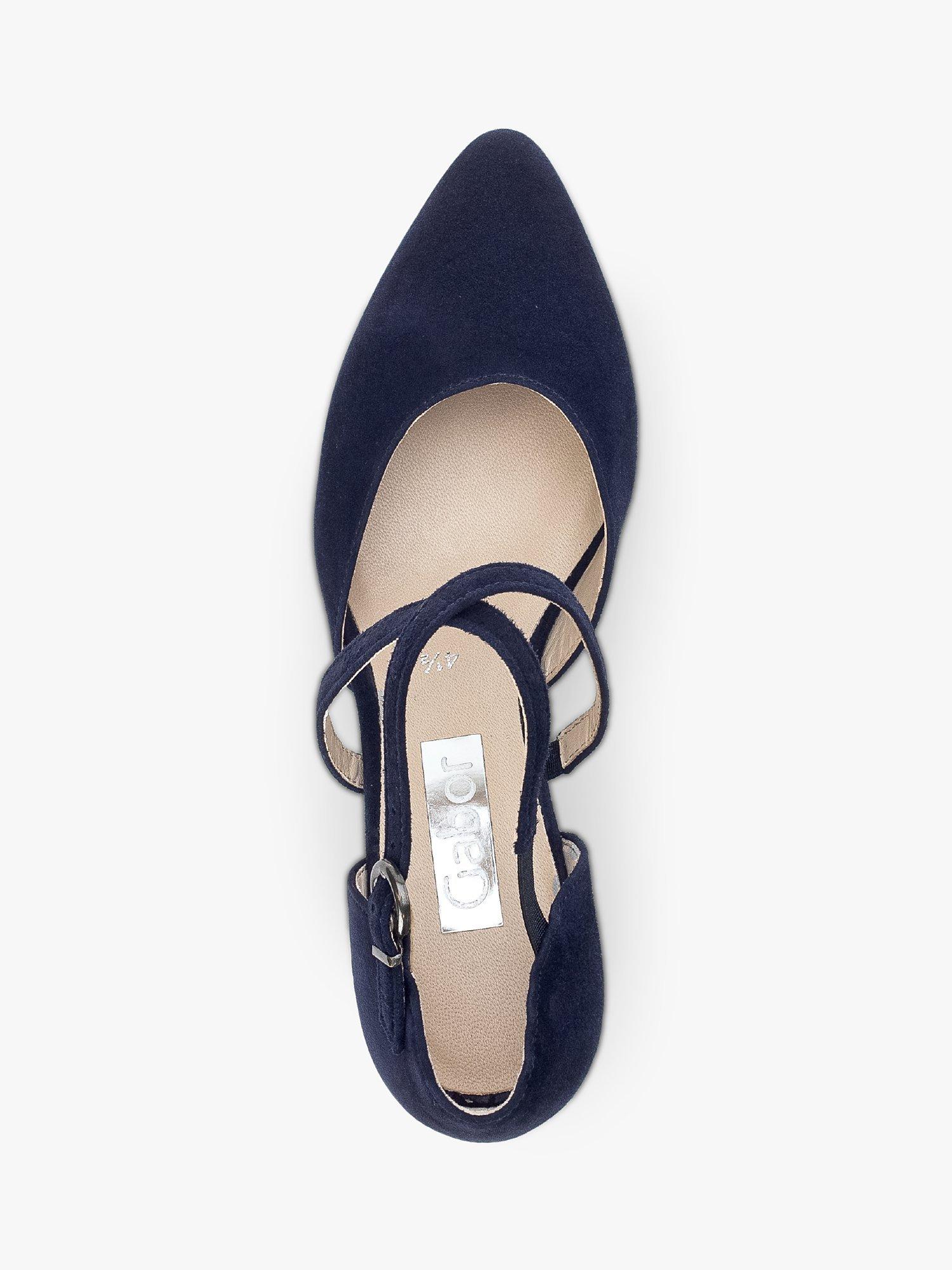Product image 3 of 4, which shows Gabor Gisele Suede Cross Strap Court Shoes, Atlantic, Navy, 4
