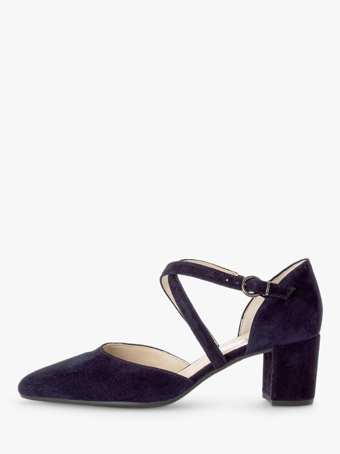 Product image 4 of 4, which shows Gabor Gisele Suede Cross Strap Court Shoes, Atlantic, Navy, 4
