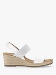 Gabor Spice Wide Fit Leather Strap Wedge Sandals, White