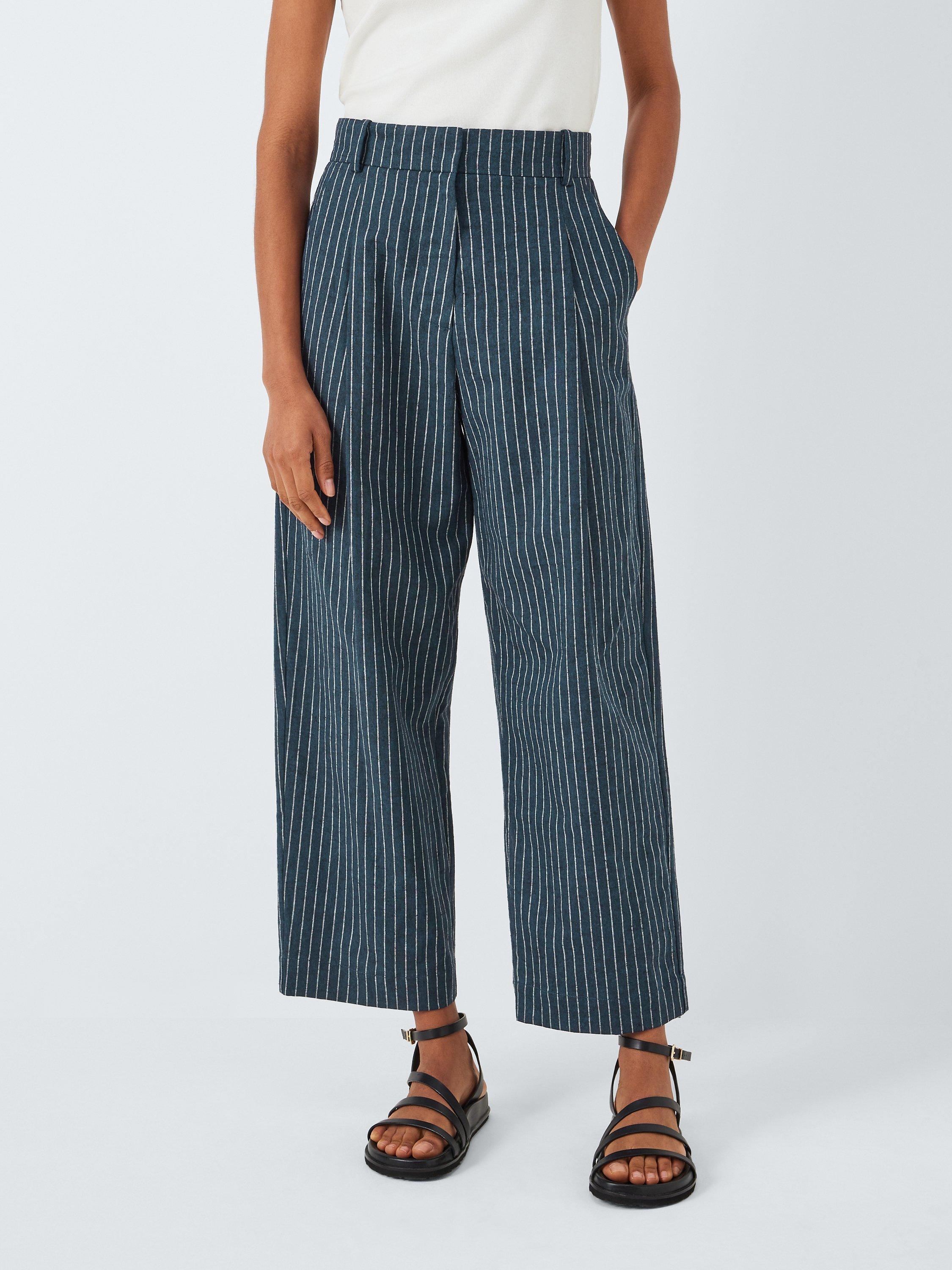 John Lewis Stripe Linen Cropped Trousers