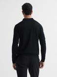 Reiss Trafford Knitted Wool Long Sleeve Polo Top, Black