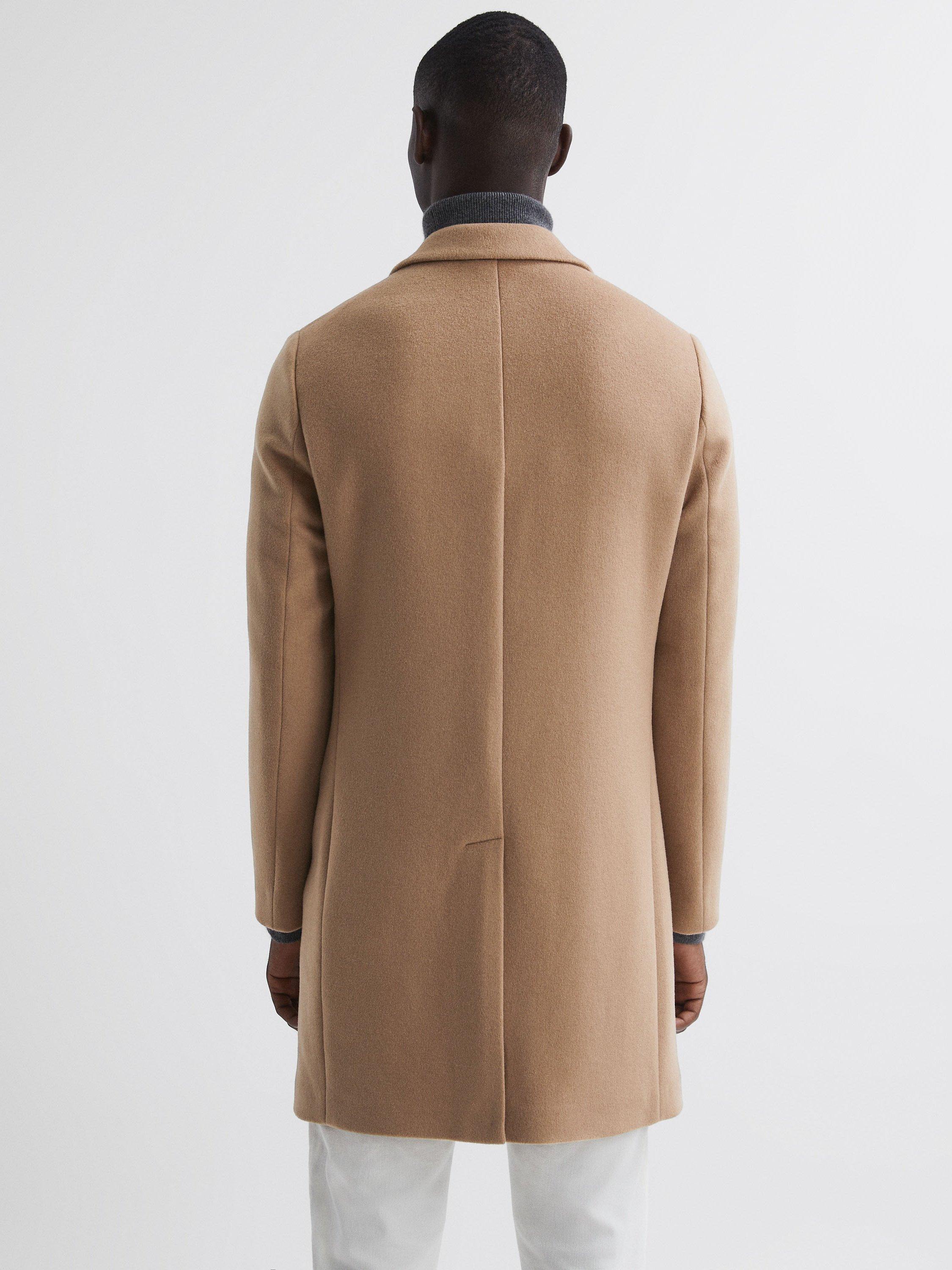 Product image 5 of 5, which shows Reiss Gable Wool Overcoat, Camel, XS