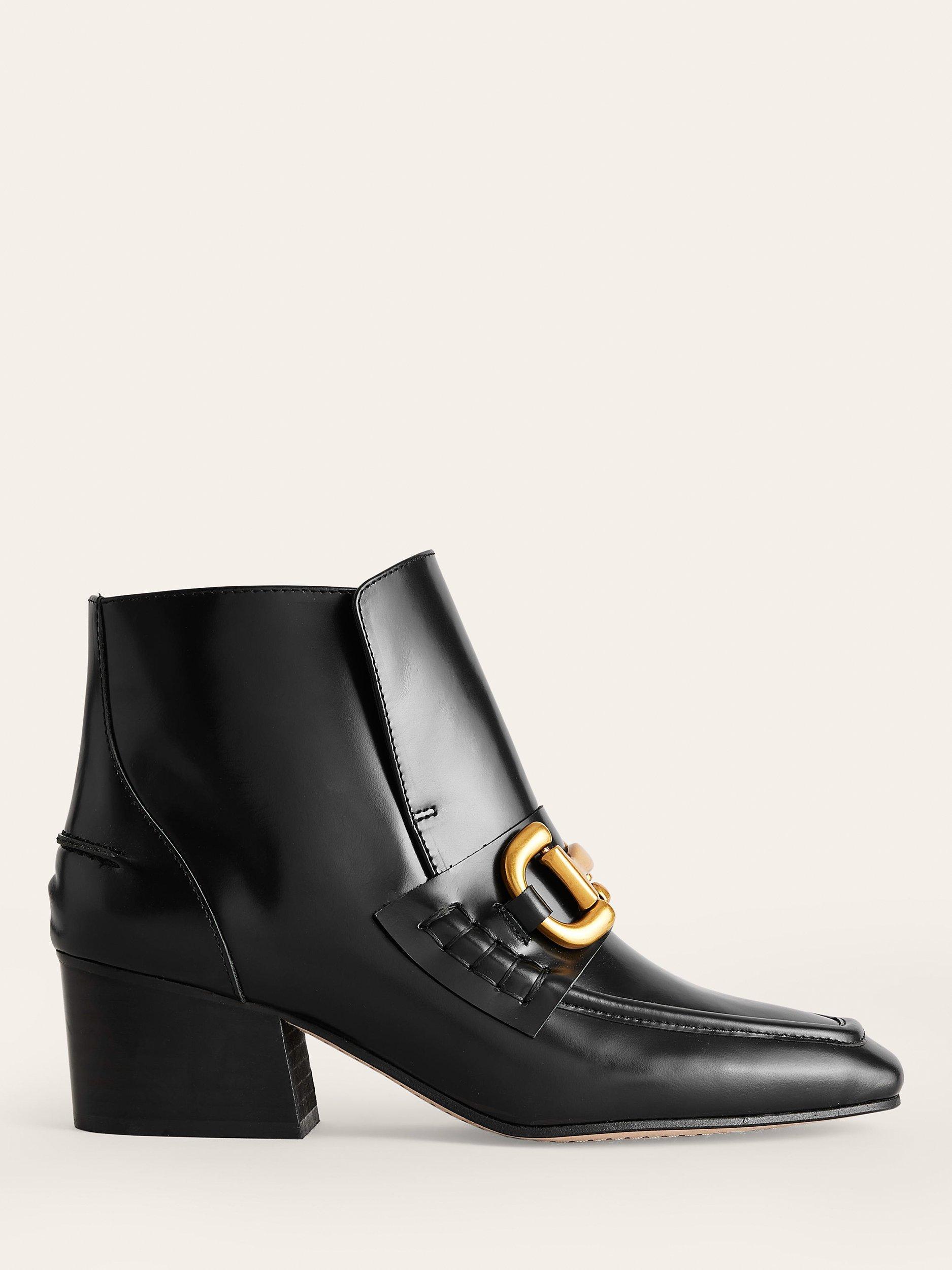 Boden Snaffle Leather Ankle Boots, Black