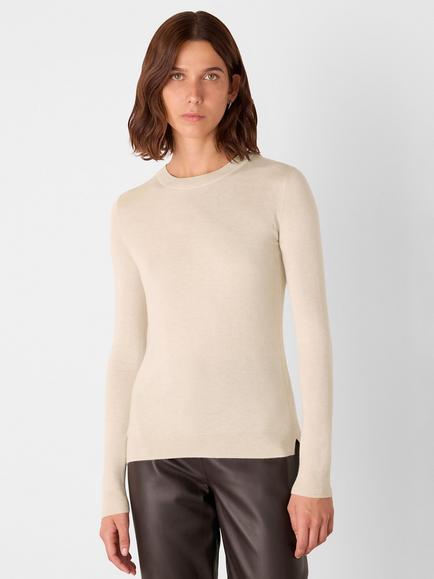 Whistles Annie Sparkle Crew Neck Jumper, Ivory