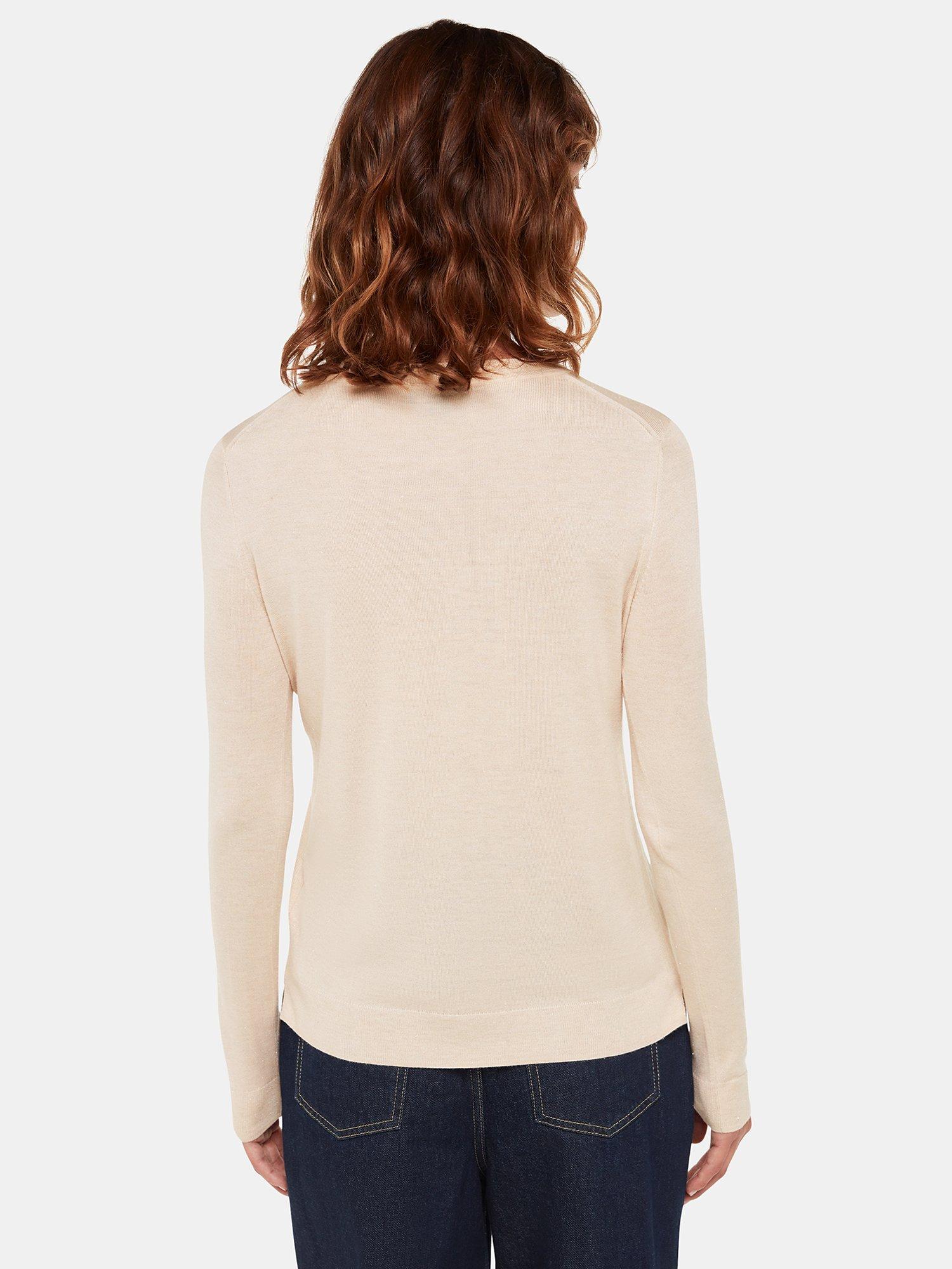 Product image 2 of 6, which shows Whistles Annie Sparkle Crew Neck Jumper, Ivory, 6