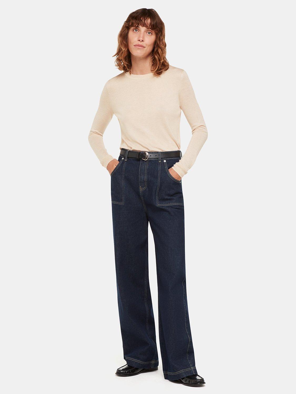 Product image 5 of 6, which shows Whistles Annie Sparkle Crew Neck Jumper, Ivory, 6