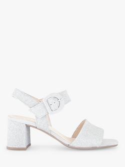 Gabor Kooky Open Toe Heeled Sandals, Silver, Silver