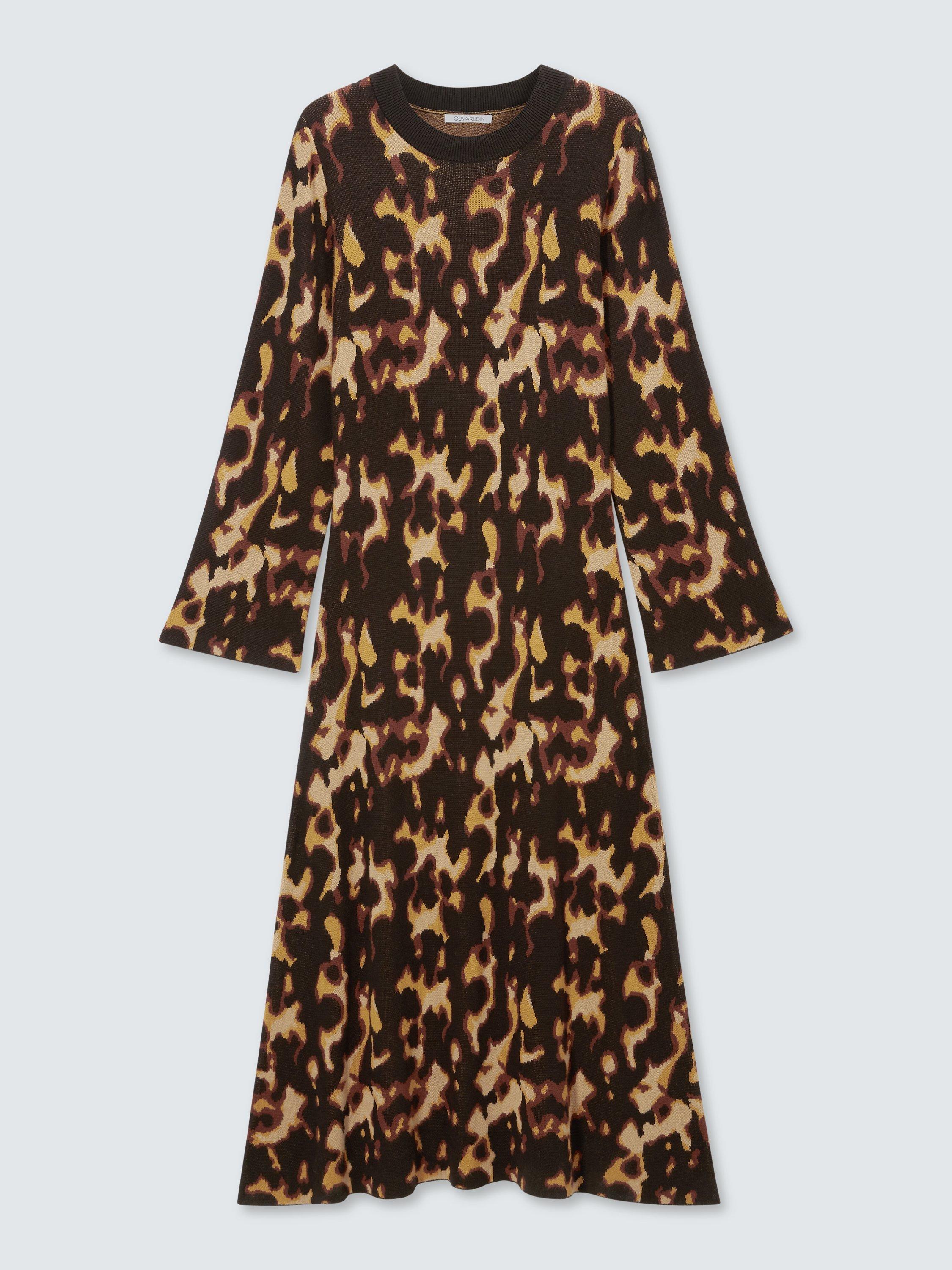 Olivia Rubin Kyra Tortoiseshell Knitted Maxi Dress, Brown £240.00