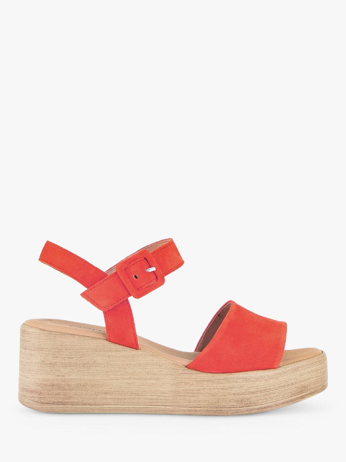 Gabor Jasy Flatform Wood Effect Heel Sandals Orange