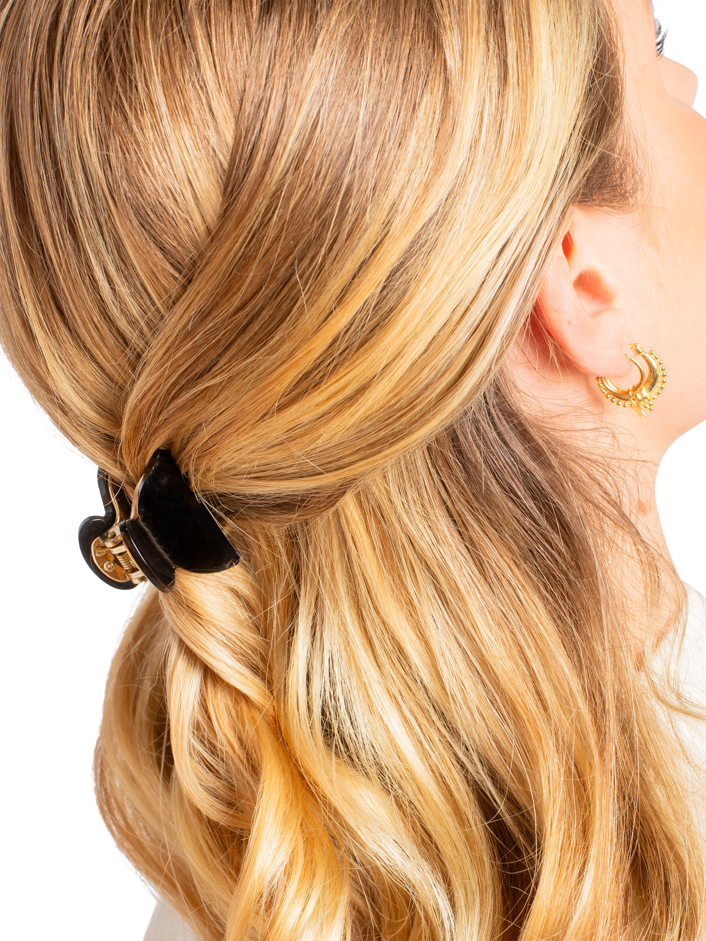 Product image 4 of 4, which shows Bloom & Bay Gaia Mini Hair Claw Clip Set, Pack of 3, Black/Multi