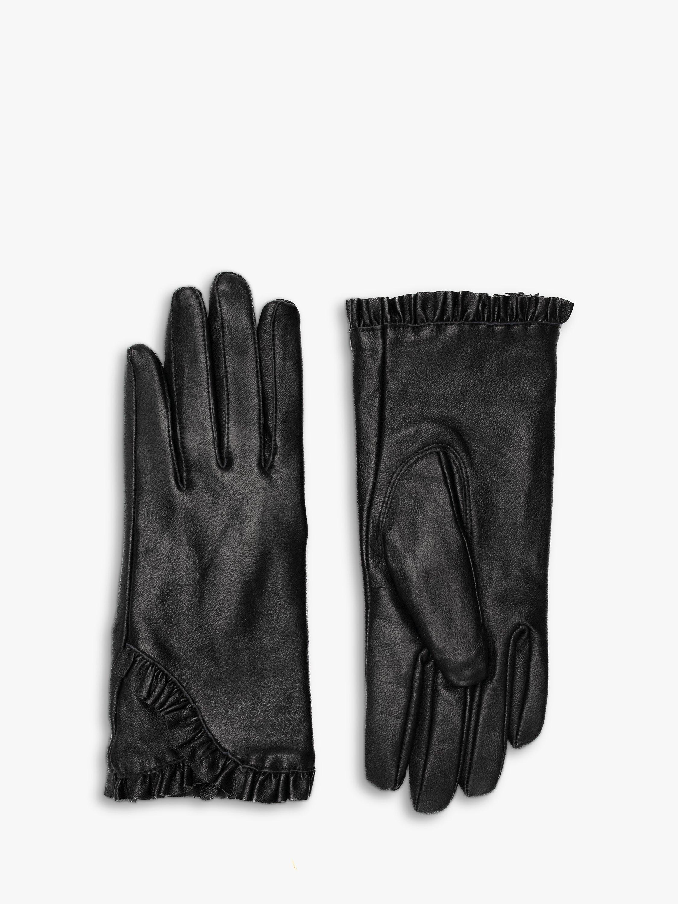 Bloom & Bay Brea Frill Cuff Leather Gloves, Black