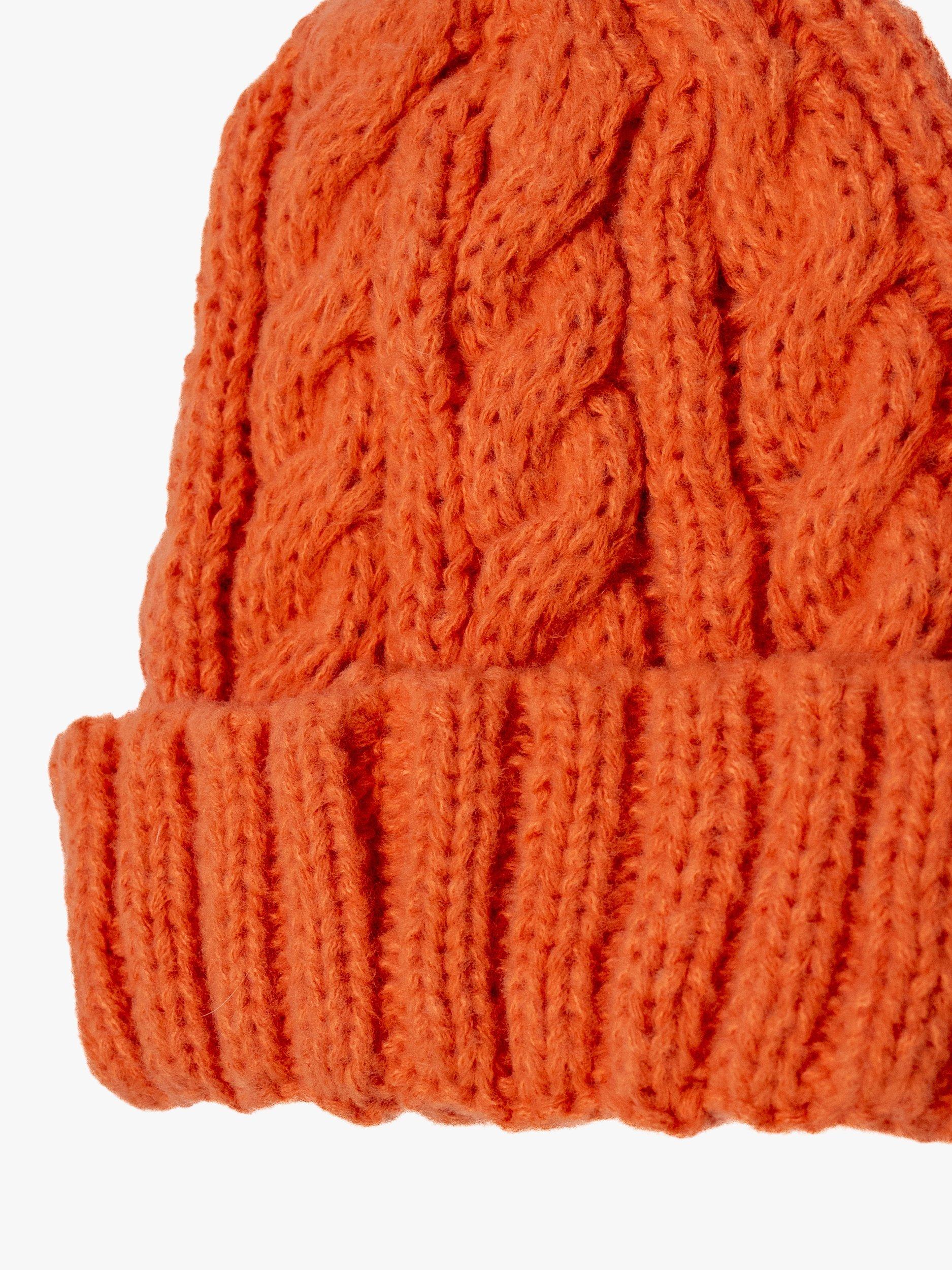 Product image 2 of 3, which shows Bloom & Bay Gylly Cable Knit Beanie, Orange, One Size