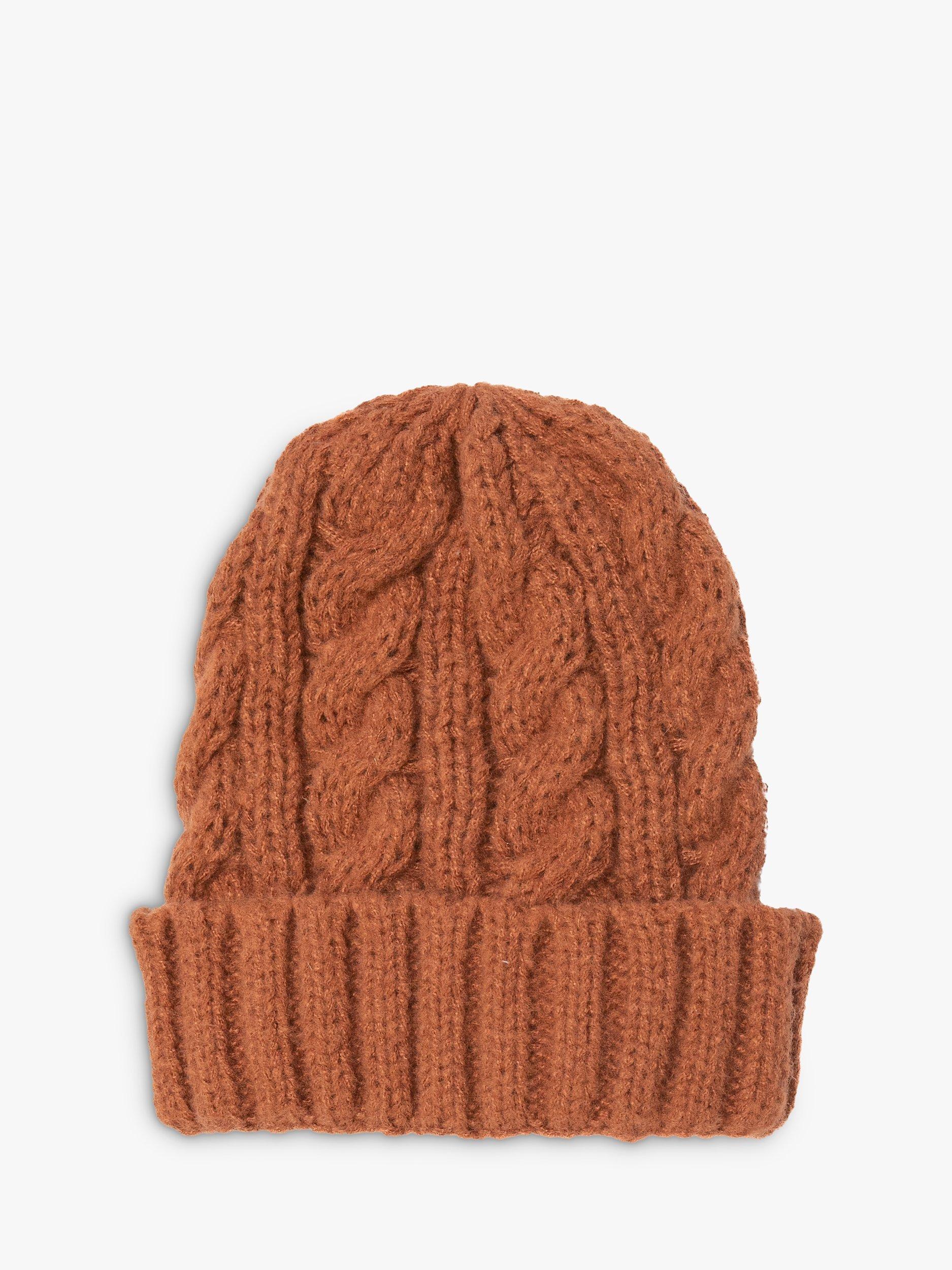 Bloom & Bay Gylly Cable Knit Beanie, Brown, One Size