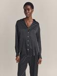 Ghost Amy Polka Dot Satin Shirt, Black/White