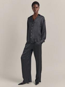 Ghost Amy Polka Dot Satin Shirt, Black/White - view 2, Black/White