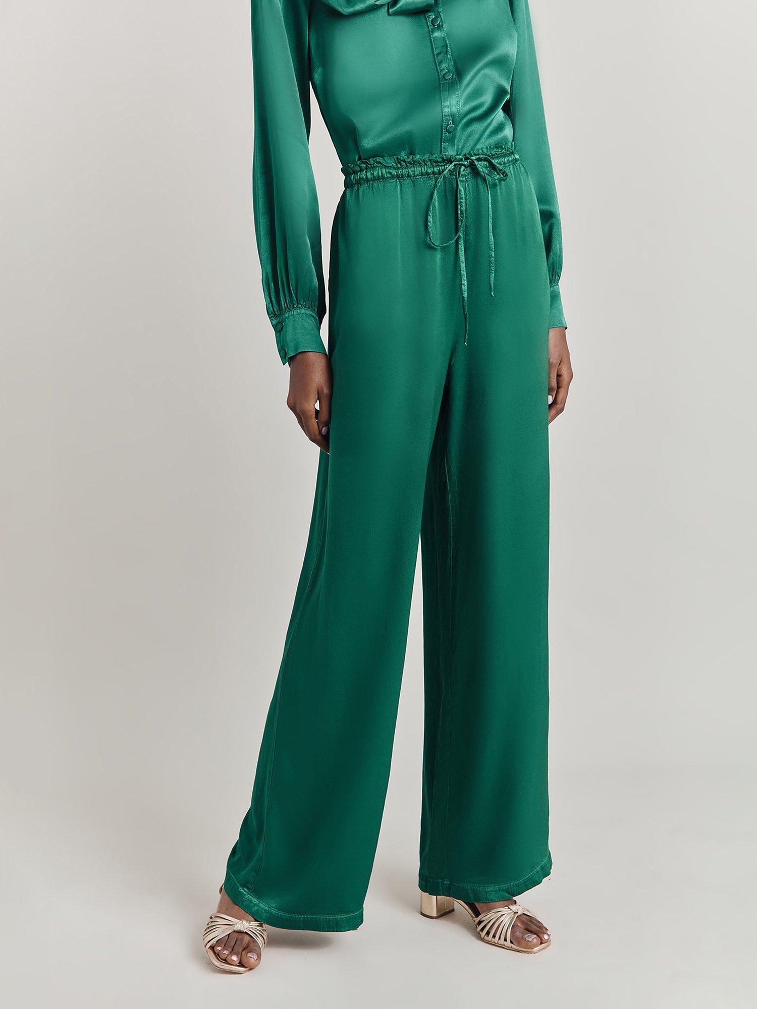 Ghost Sylvia Satin Trouser, Green
