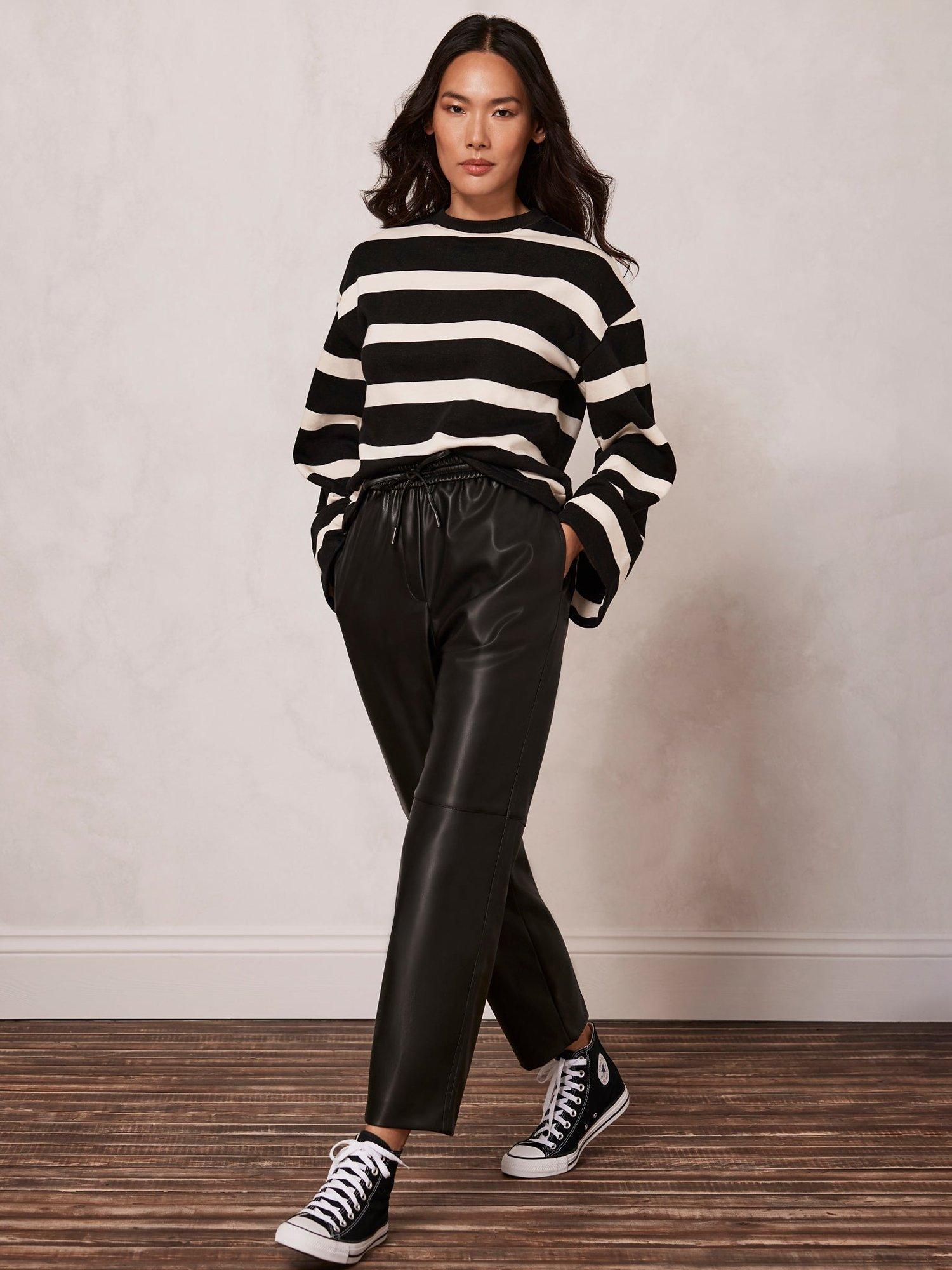 Mint Velvet Faux Leather Joggers, Black
