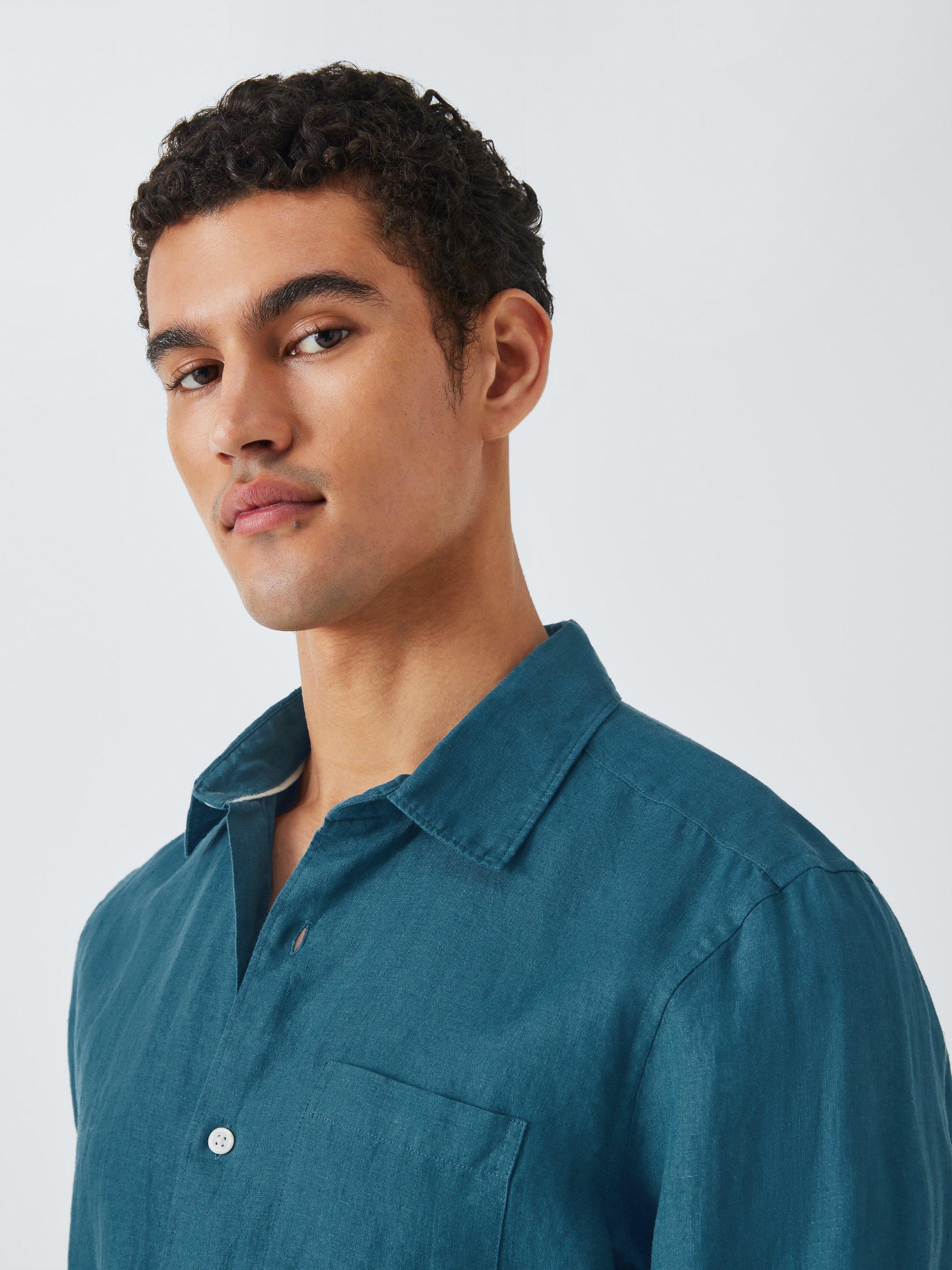 John Lewis Linen Long Sleeve Shirt, Mallard Blue, XL