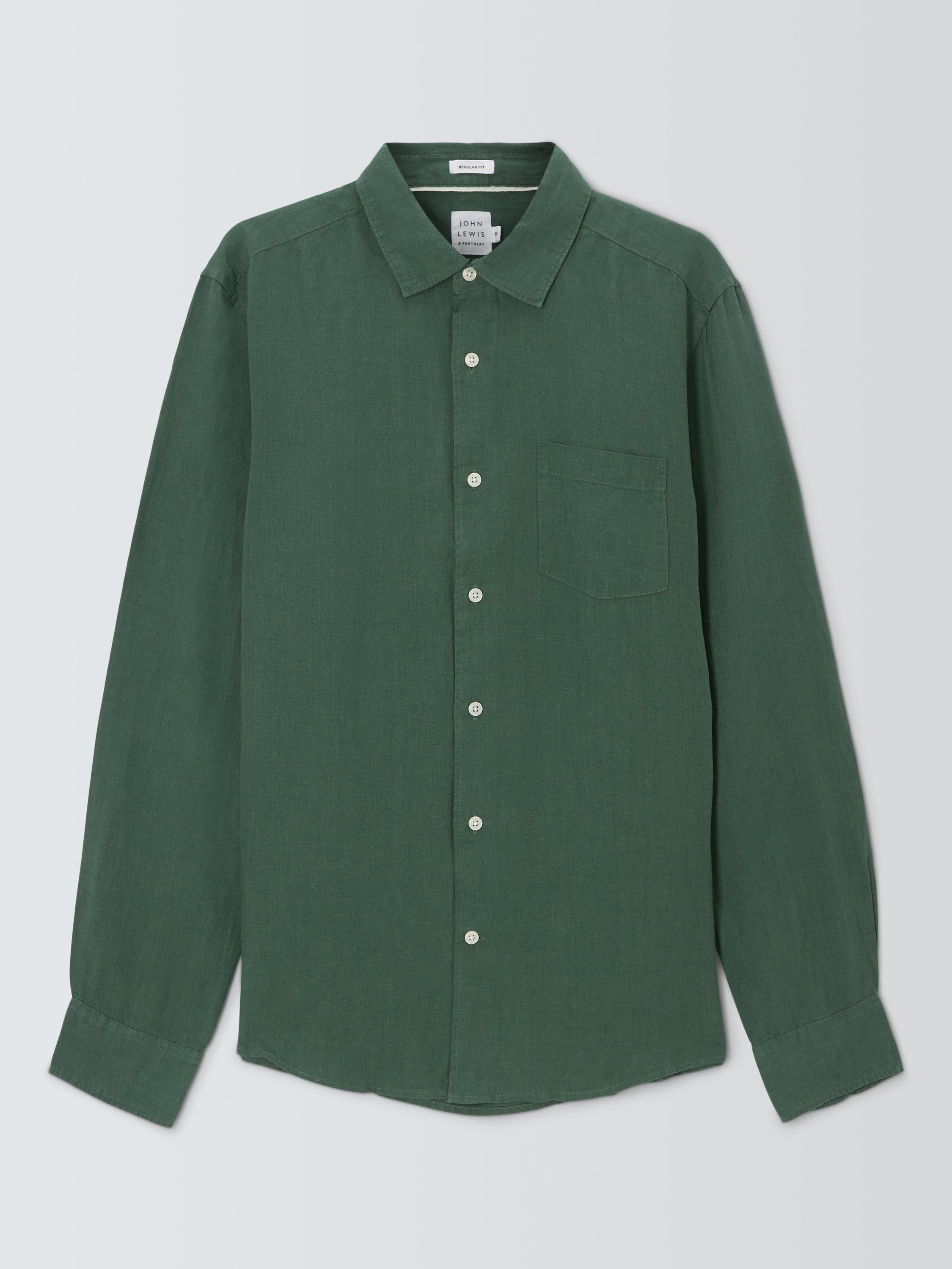 Product image 4 of 6, which shows John Lewis Regular Fit Linen Shirt, New Green, XL