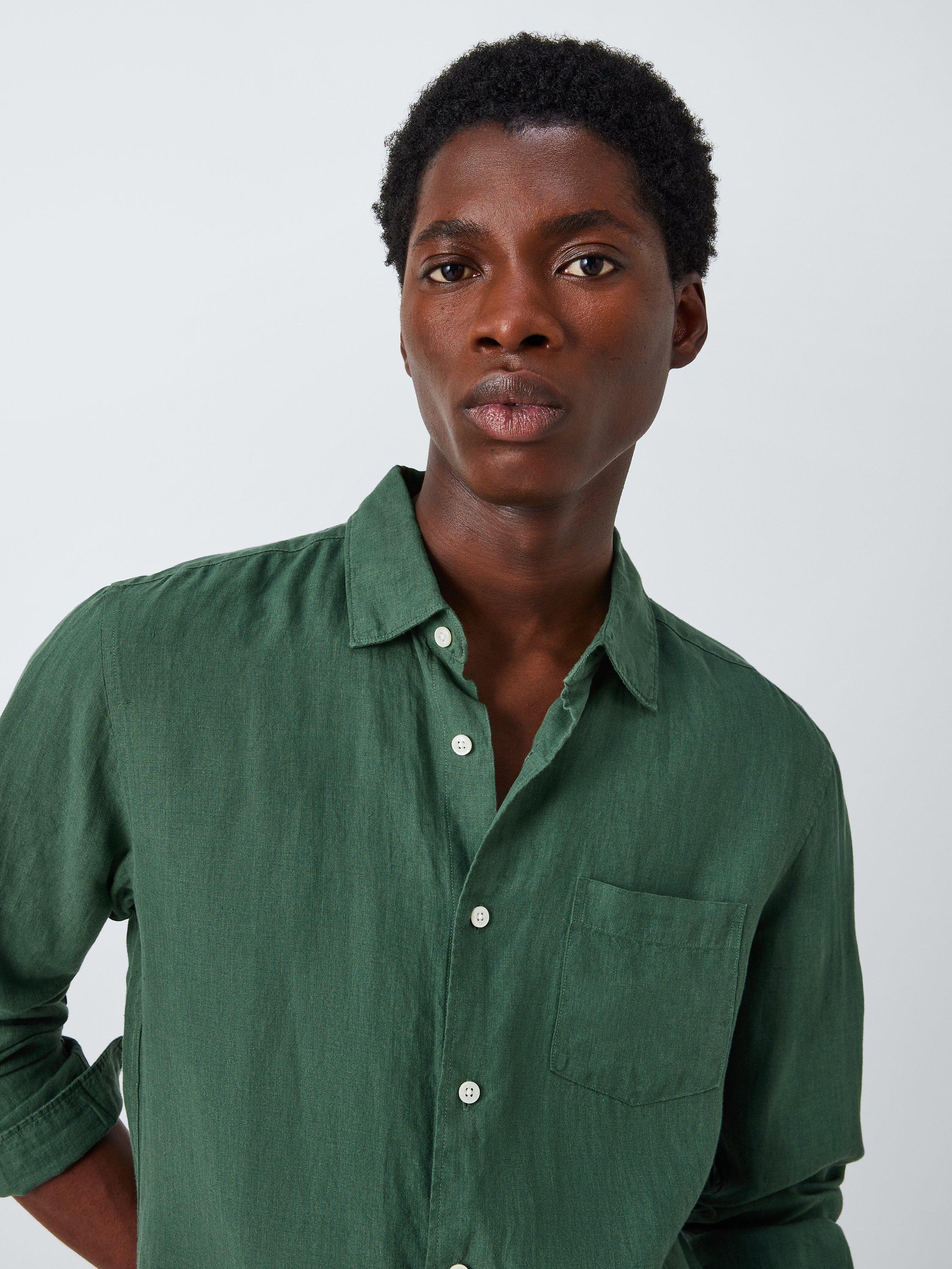 Product image 5 of 6, which shows John Lewis Regular Fit Linen Shirt, New Green, XL