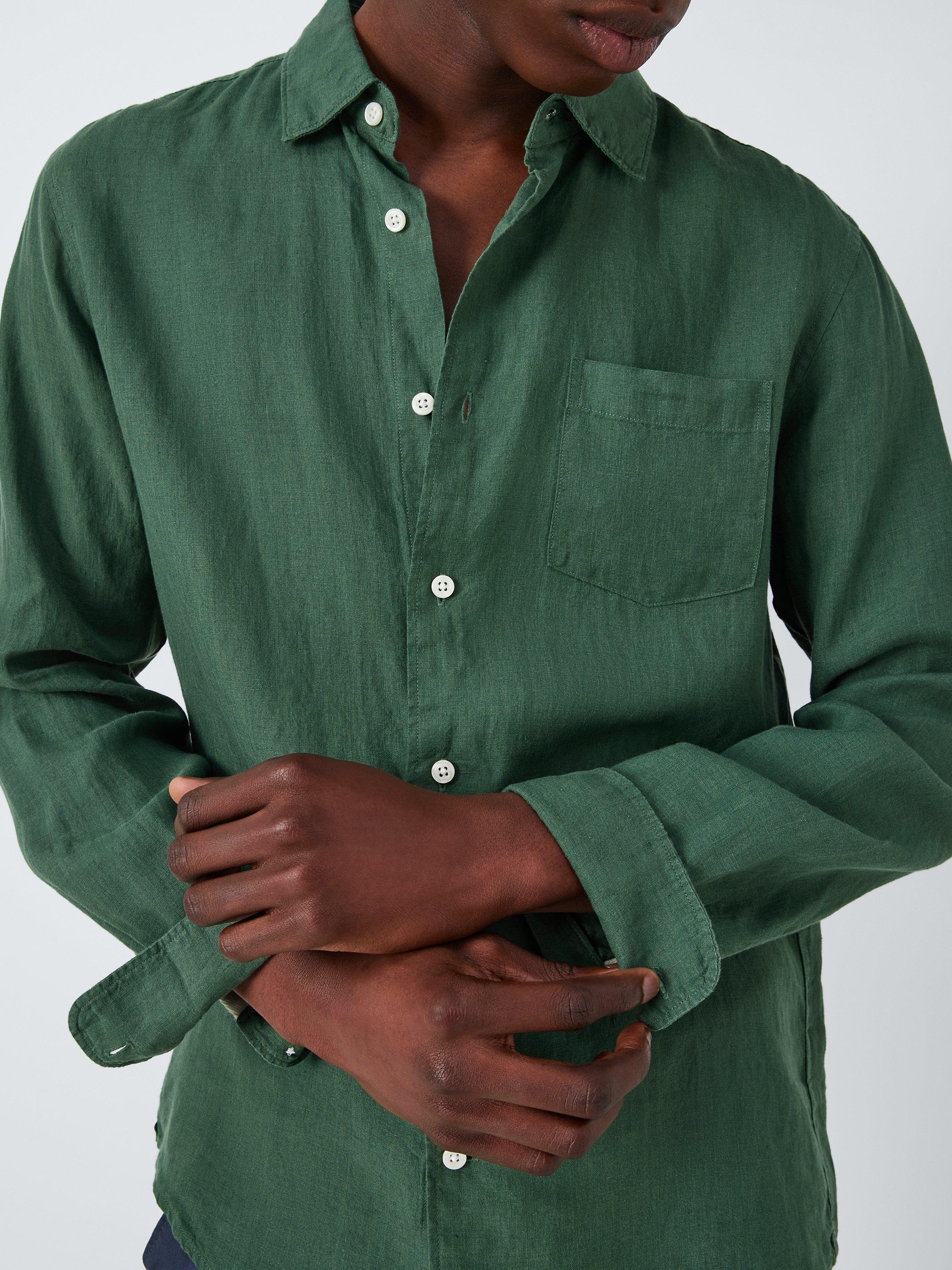 Product image 6 of 6, which shows John Lewis Regular Fit Linen Shirt, New Green, XL