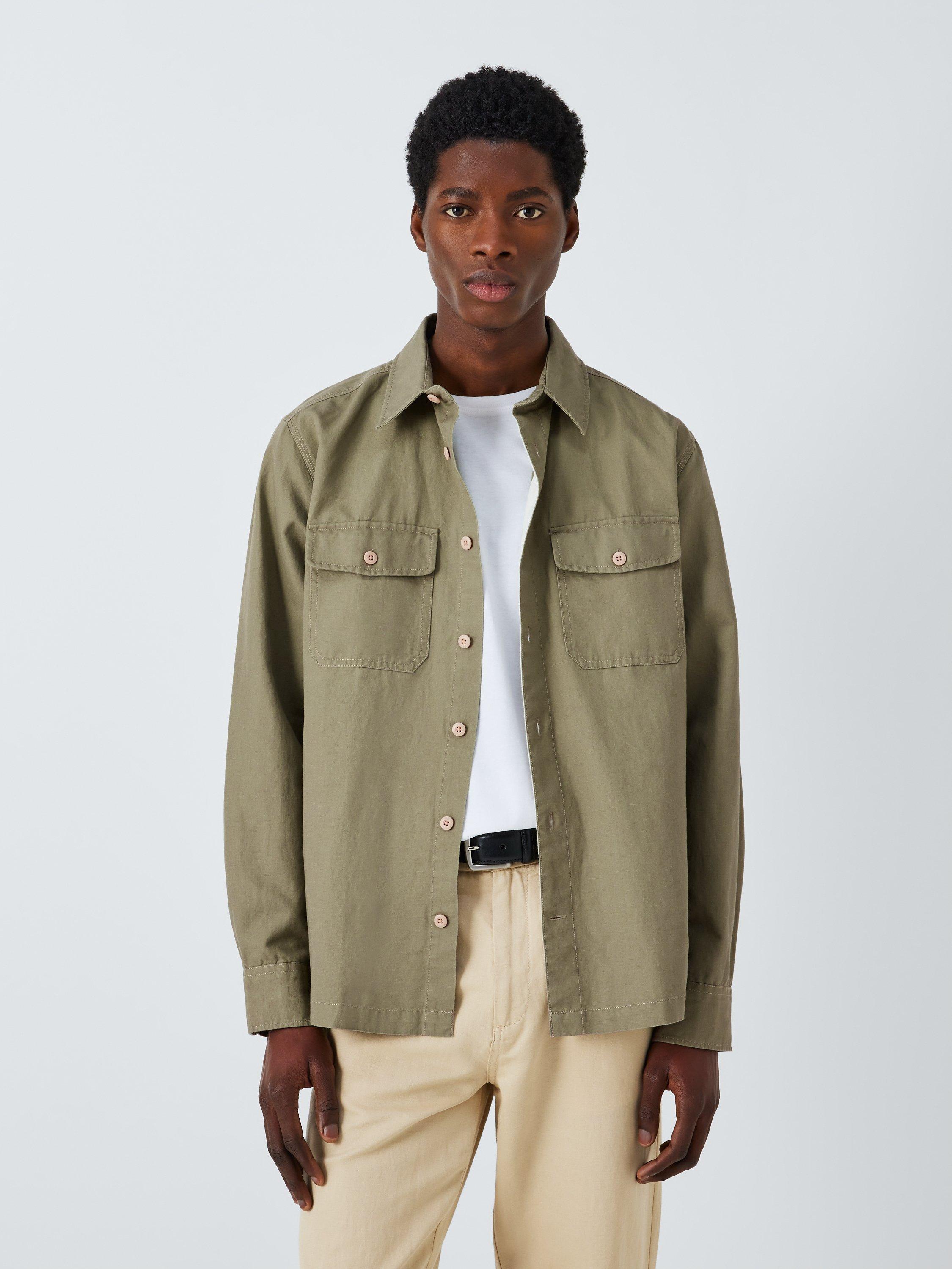 John Lewis Linen Blend Over Shirt, Sage
