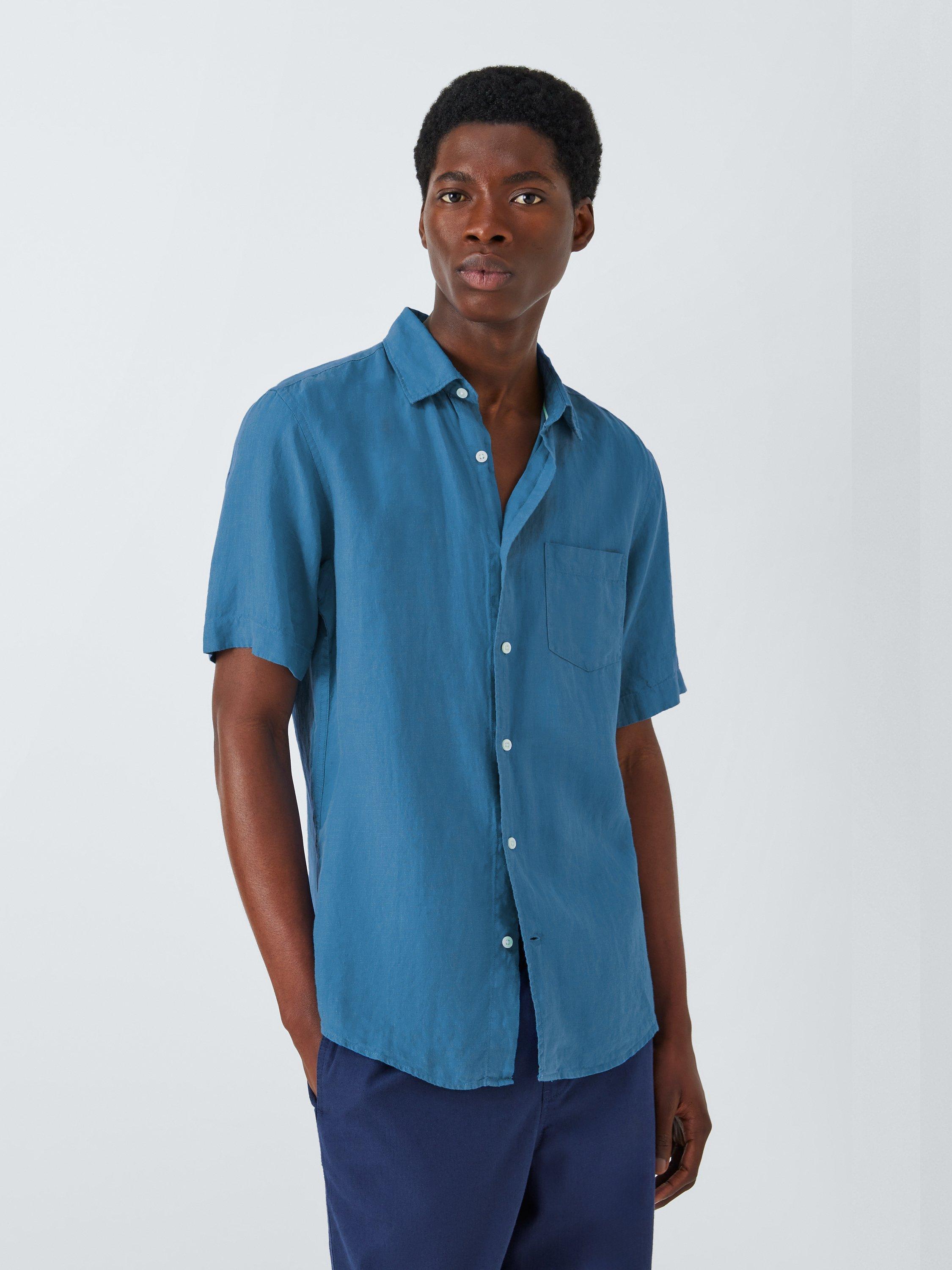 John Lewis Linen Short Sleeve Shirt, Delft