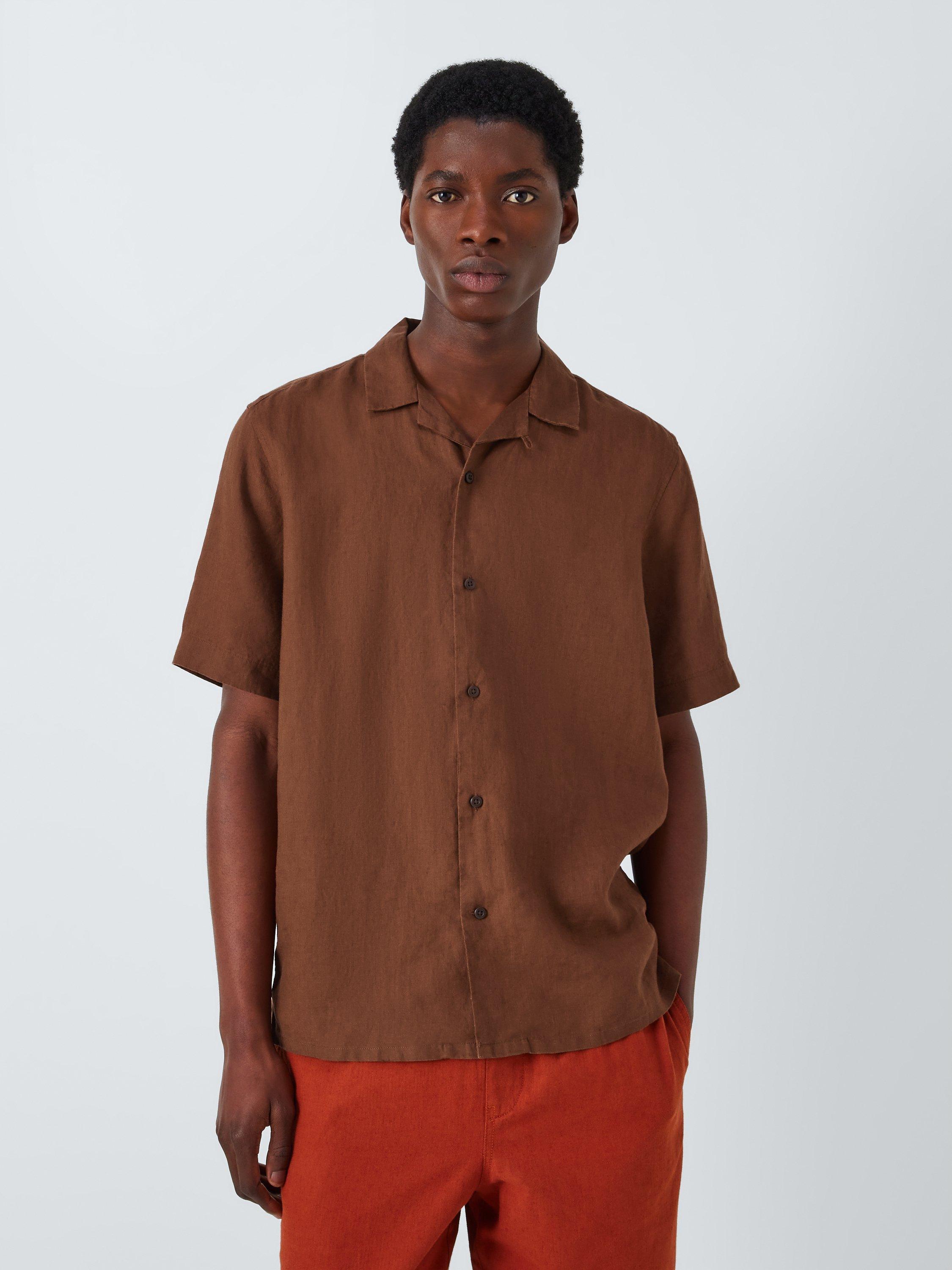 John Lewis Linen Revere Collar Short Sleeve Shirt