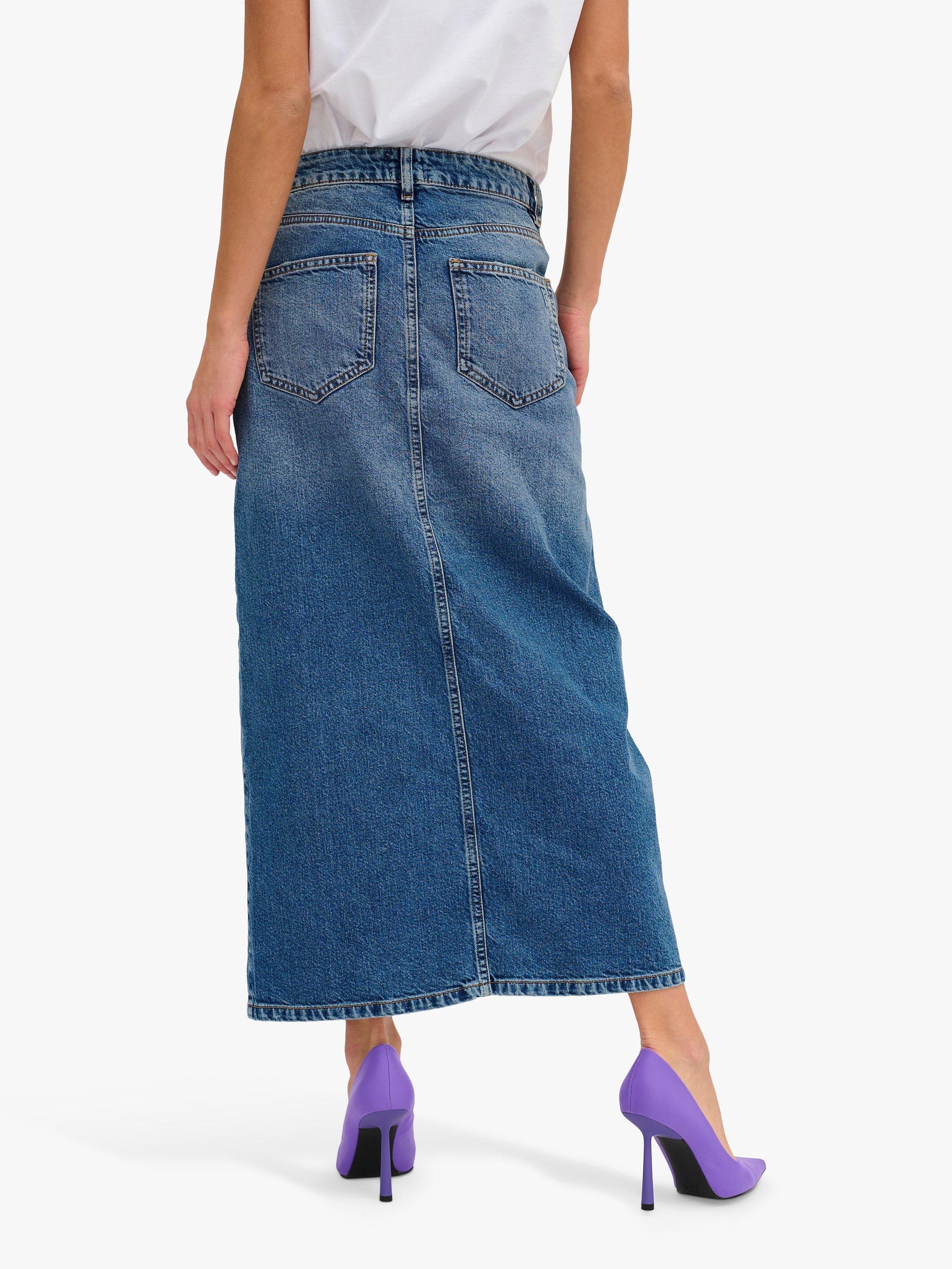 Product image 2 of 4, which shows MY ESSENTIAL WARDROBE Louis Crossover Waist Denim Skirt, Medium Blue Retro, 8