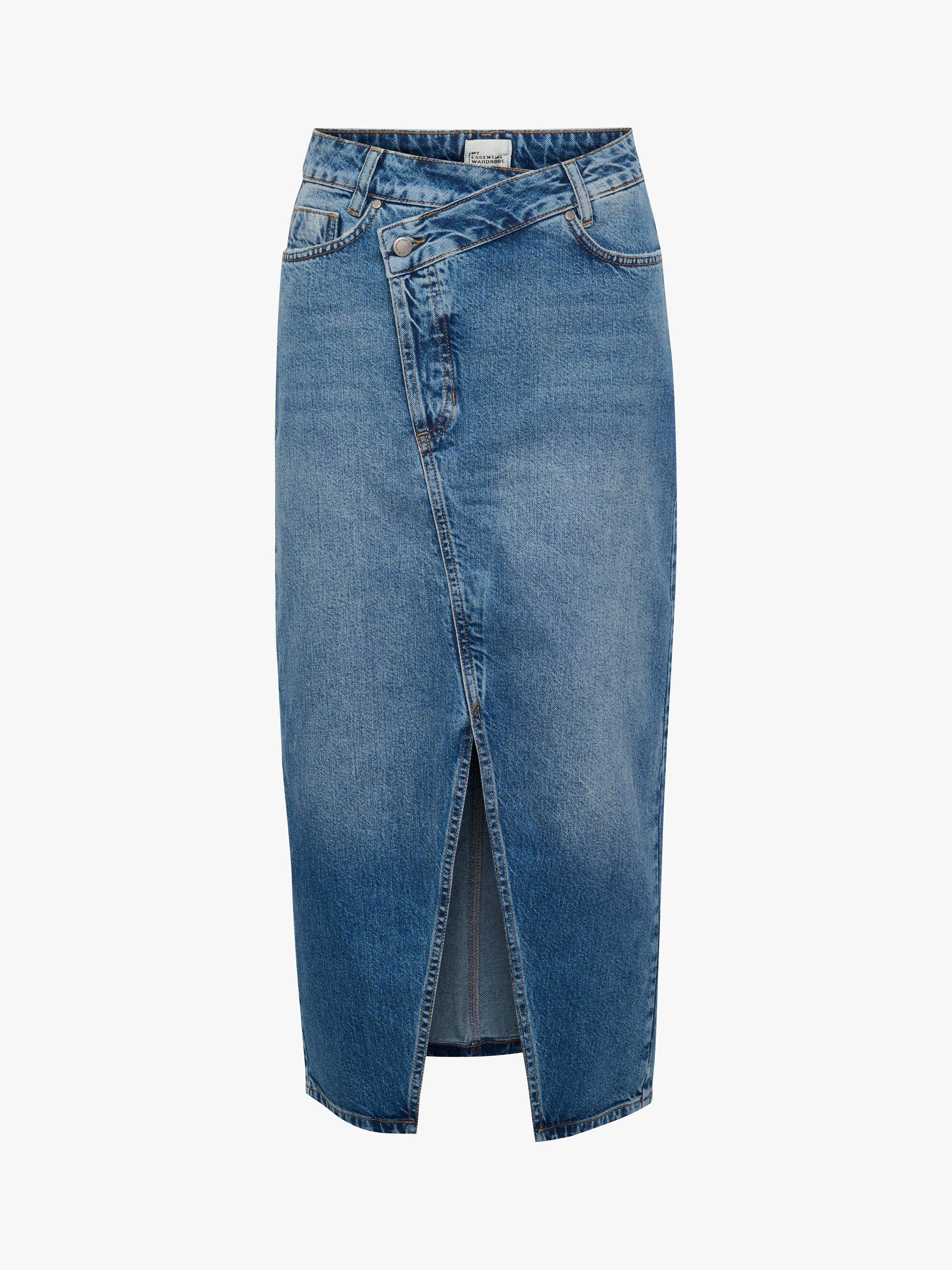 Product image 3 of 4, which shows MY ESSENTIAL WARDROBE Louis Crossover Waist Denim Skirt, Medium Blue Retro, 8