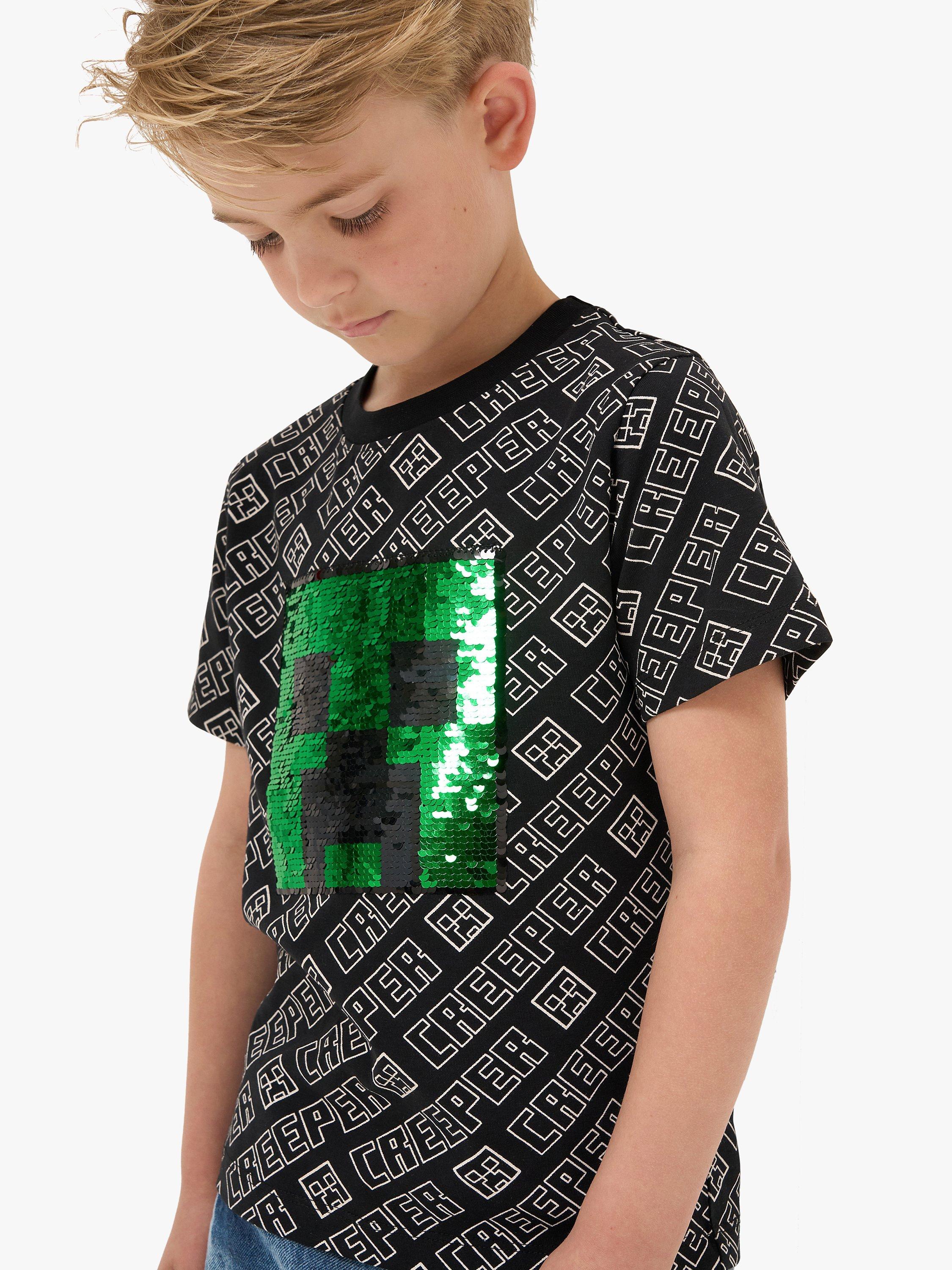 Product image 1 of 7, which shows Angel & Rocket Kids' Minecraft T-shirt, Black/Multi, 3-4 years