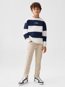 Mango Kids' Medford Large Stripe Jumper, Navy/White - view 2, Navy/White