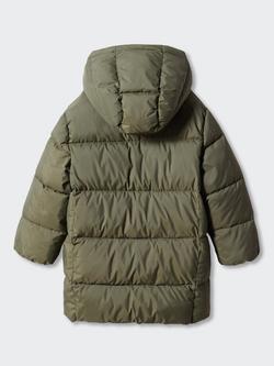Mango Kids' Amerlong Quilted Long Coat - view 2, Beige/Khaki