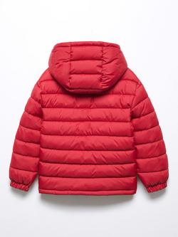Mango Kids' Paco Reversible Quilted Hooded Anorak - view 2, Red/Navy
