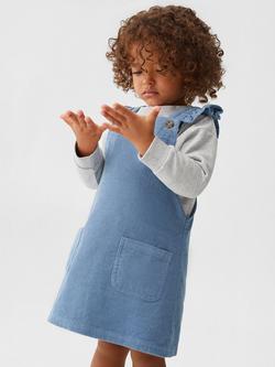 Mango Baby Lati Cord Dungarees Dress, Light Pastel Blue, Light Pastel Blue