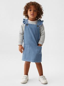 Mango Baby Lati Cord Dungarees Dress, Light Pastel Blue - view 2, Light Pastel Blue