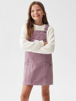 Mango Kids' Griselda Corduroy Pinafore Dress, Purple, Purple