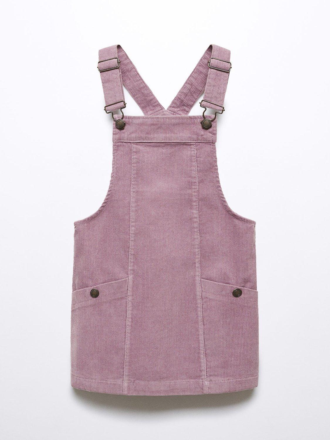 Product image 3 of 6, which shows Mango Kids' Griselda Corduroy Pinafore Dress, Purple, 9 years