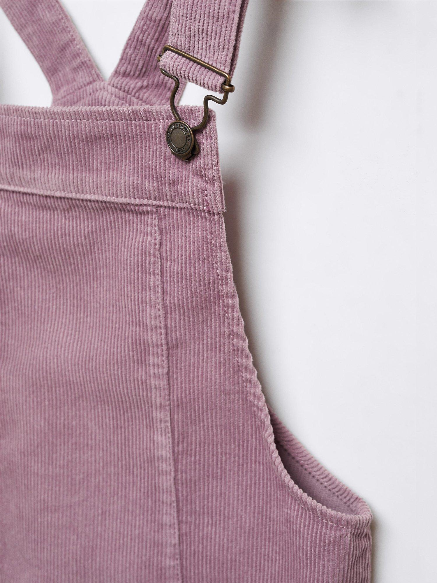 Product image 6 of 6, which shows Mango Kids' Griselda Corduroy Pinafore Dress, Purple, 9 years