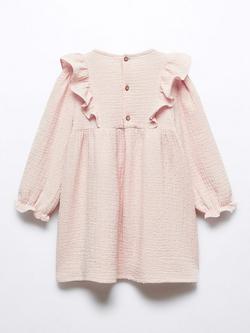 Mango Baby Dalia Frill Sleeve Dress, Light Pastel Pink - view 2, Lt-pastel Pink