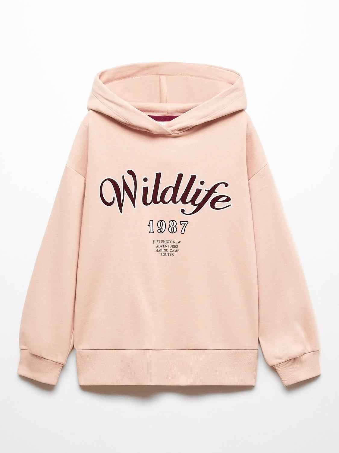 Mango Kids' Wildlife Hoodie, Pink