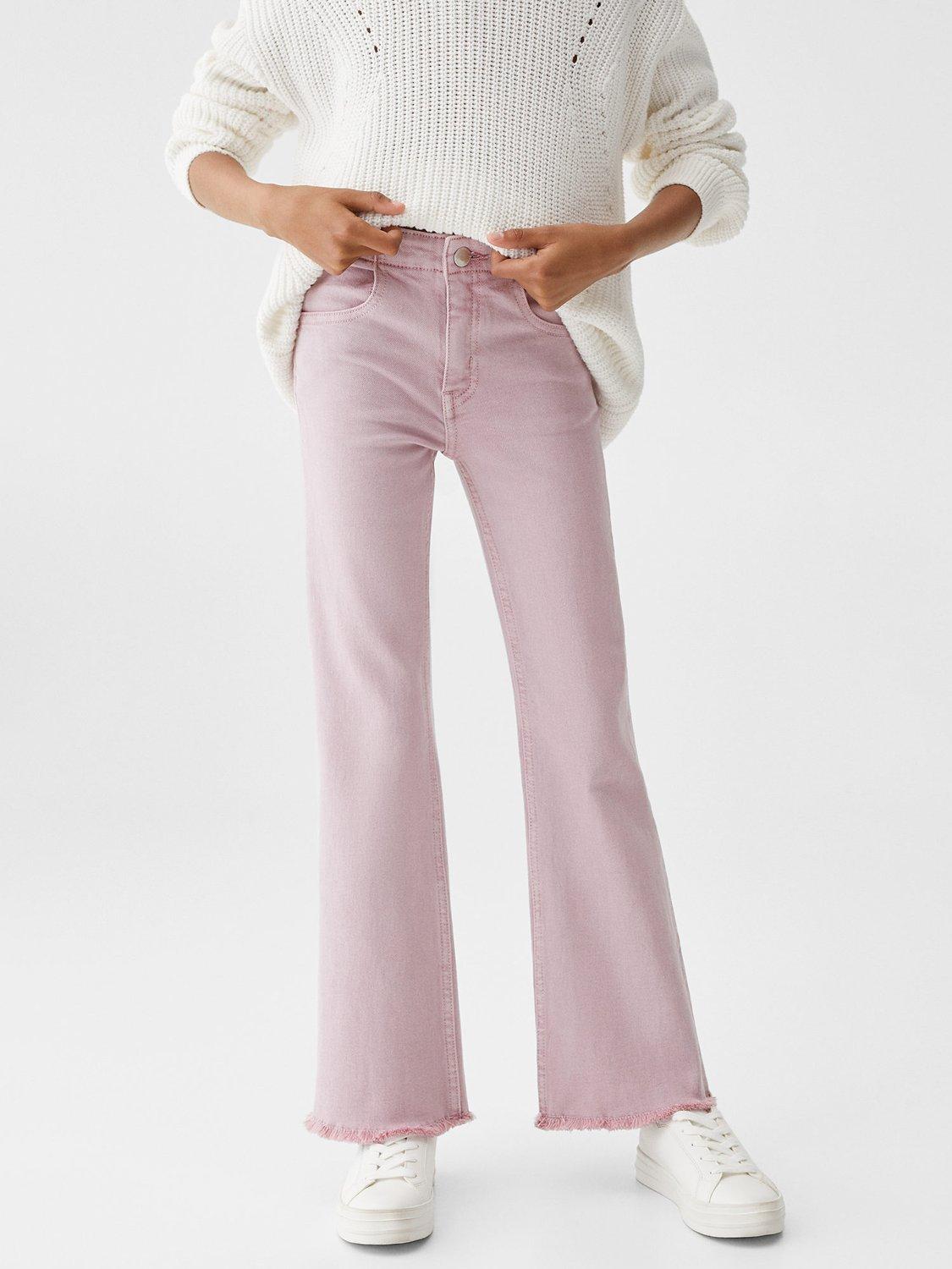 Product image 1 of 5, which shows Mango Kids' Ona Flared Denim Jeans, Light Pastel Purple, 8 years