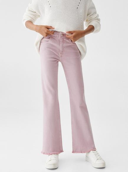 Mango Kids' Ona Flared Denim Jeans, Light Pastel Purple, Light Pastel Purple